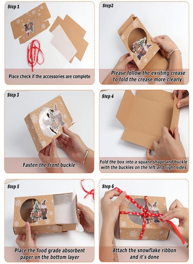 أور ورم علب كعك عيد الميلاد OurWarm، عبوة من 12 علبة، مثالية لتقديمها كهدايا، علب كبيرة لكعك عيد الميلاد، علب حلويات ومخبوزات العيد مع نافذة، عبوات تغليف طعام من ورق الكرافت، مثالية لمستلزمات حفلات عيد الميلاد - Image 4